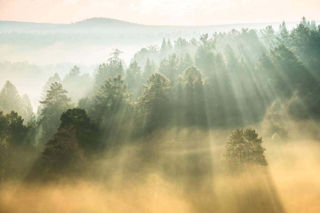 Sonnenaufgang zwischen den Hügeln