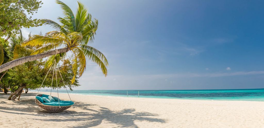 Tropischer Strand mit Schaukel