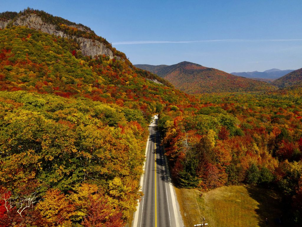 Straße durch Herbstlandschaft