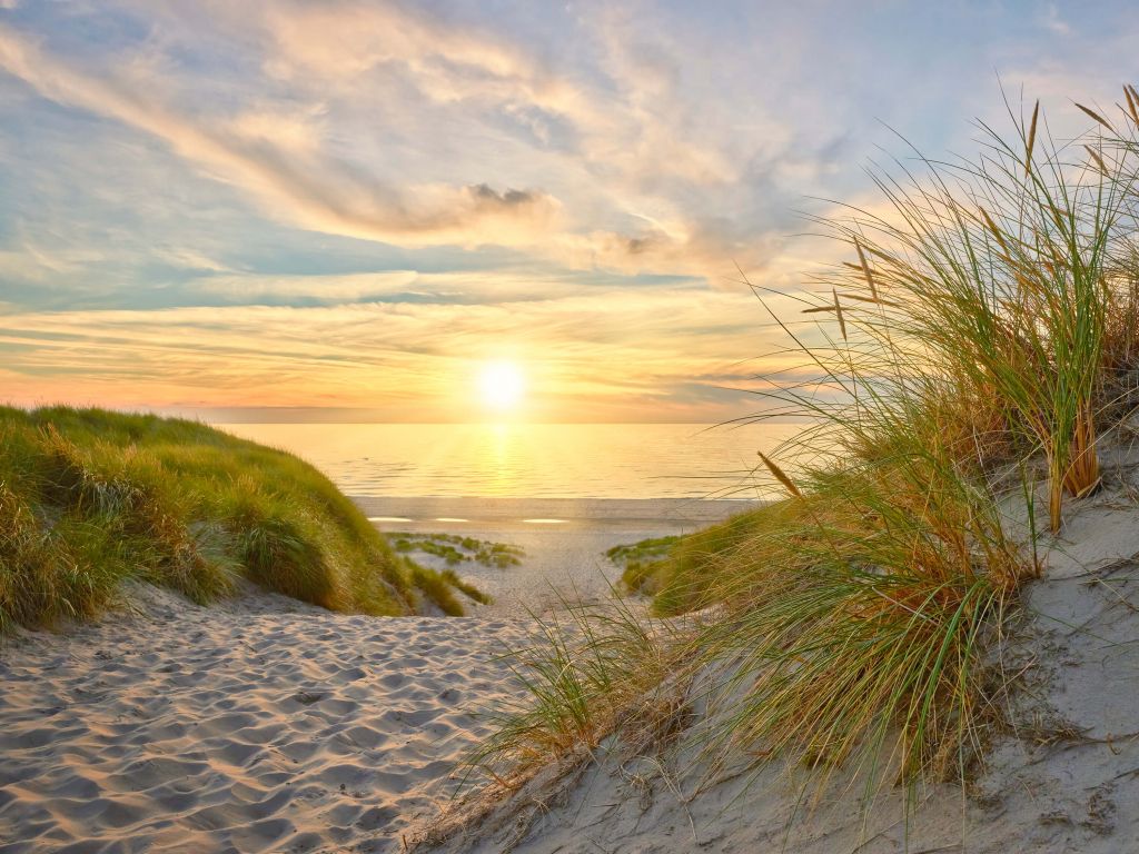 Sonnenuntergang am Dünenstrand