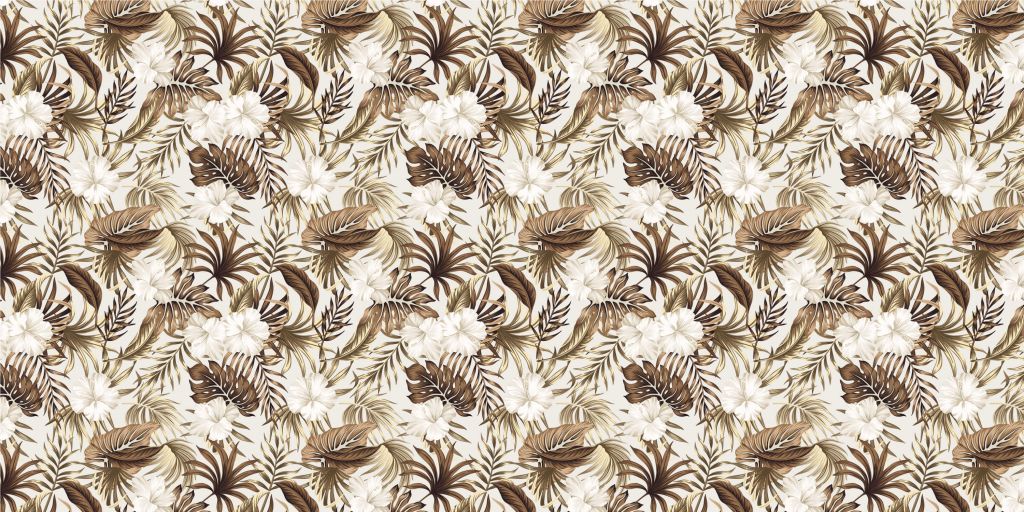 Tropische Blumen, beige