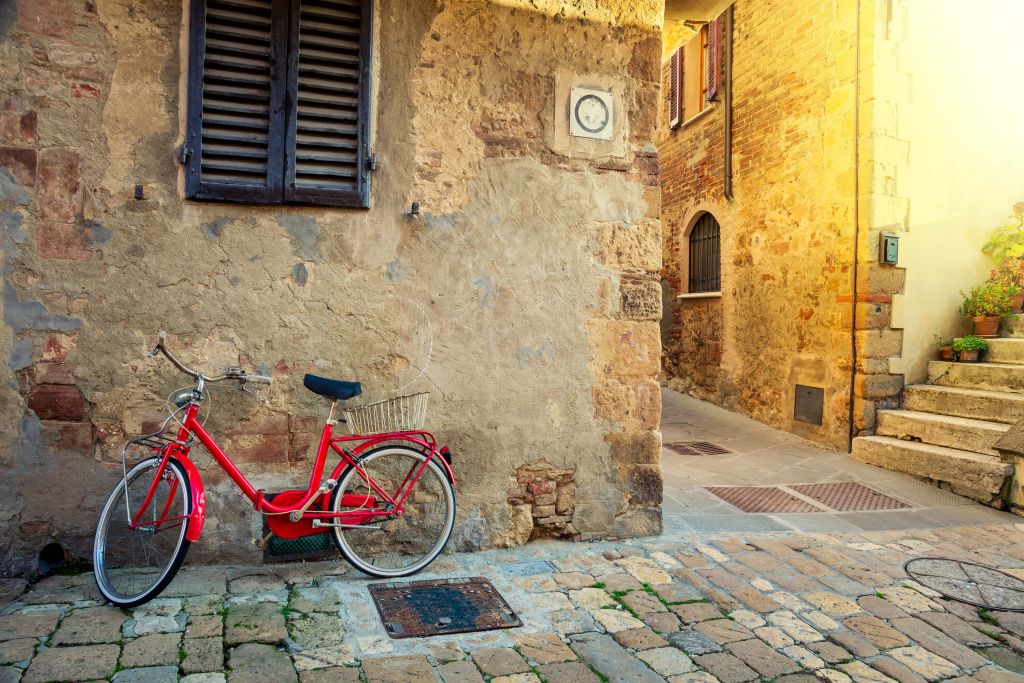 Rotes Retro-Fahrrad