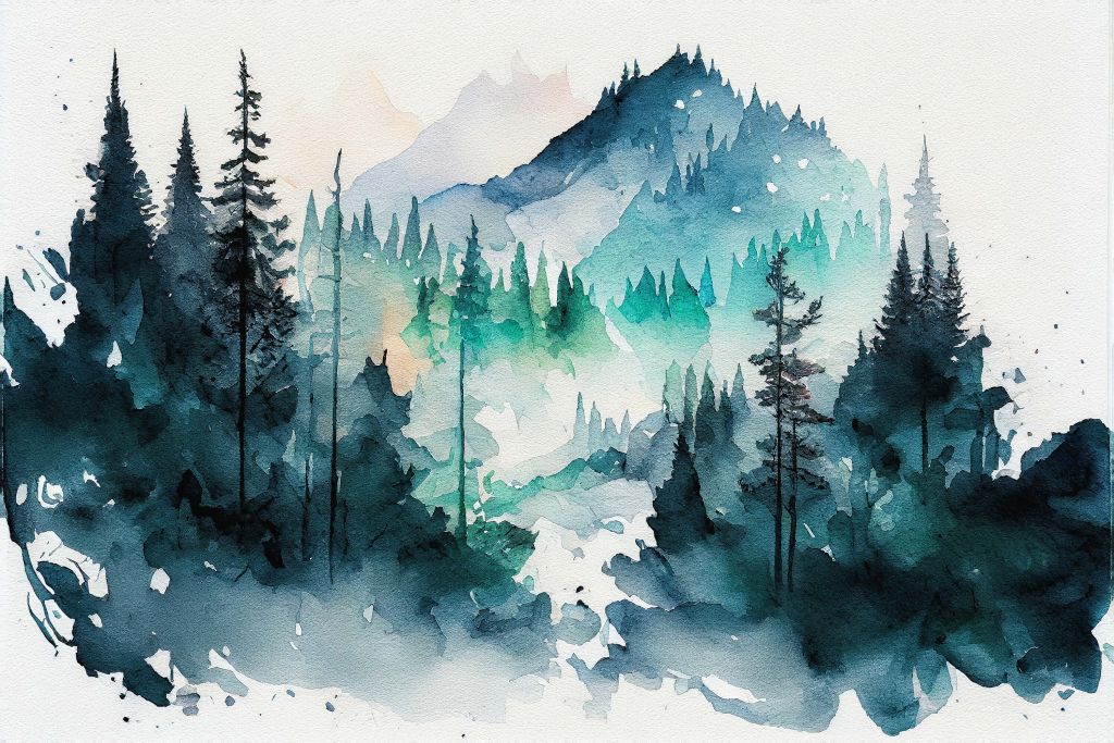 Wald in Aquarellfarben