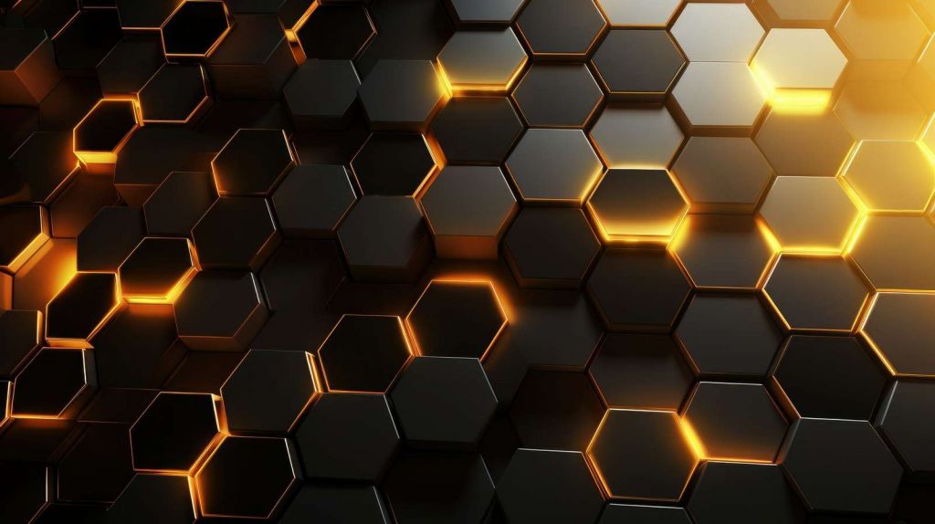 Leuchtend goldene Hexagone