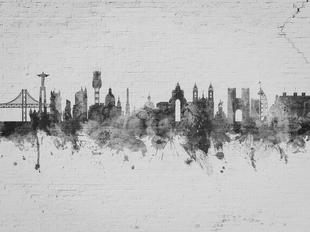 Aquarell-Skyline, Lissabon