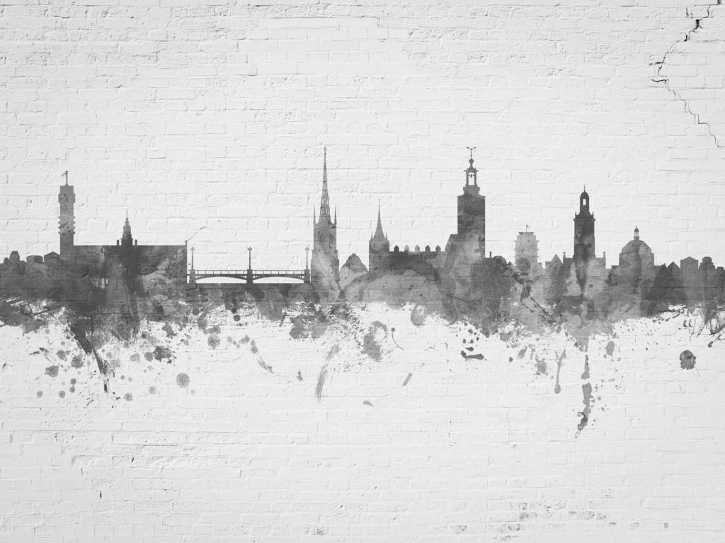 Aquarell-Skyline, Stockholm