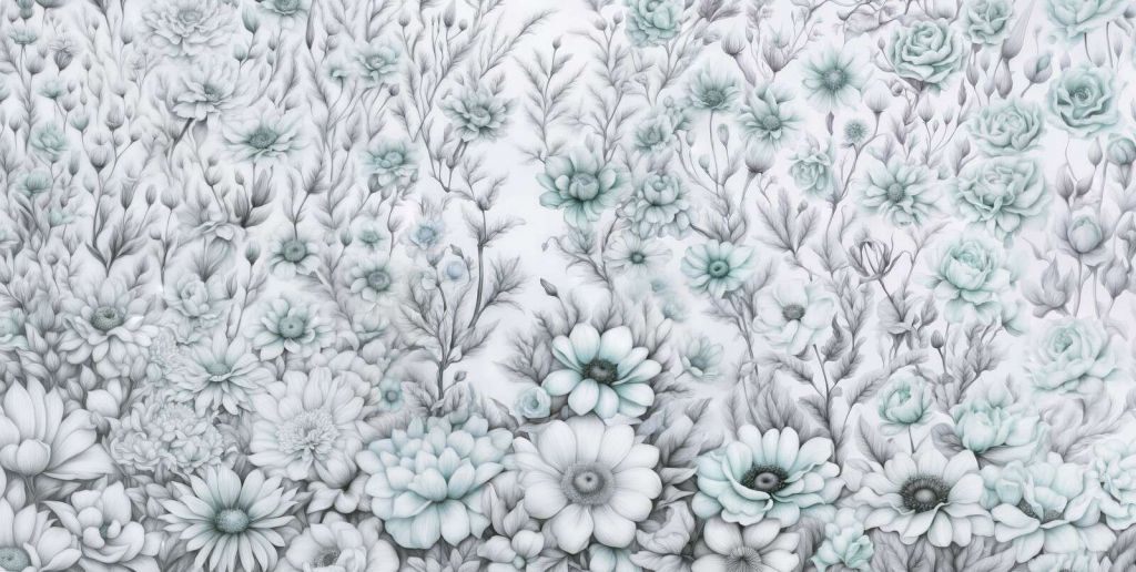 Floral romantische Wand - blau