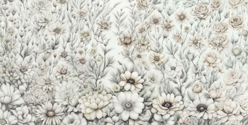 Floral romantische Wand - beige